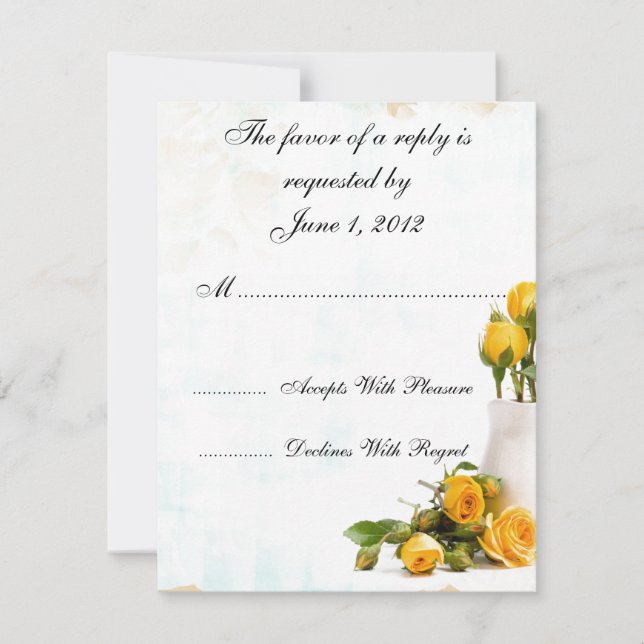 RSVP yellow roses wedding invites (Front)