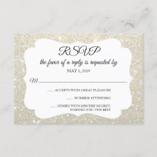 RSVP Your Day Glitter Fab White Gold Card