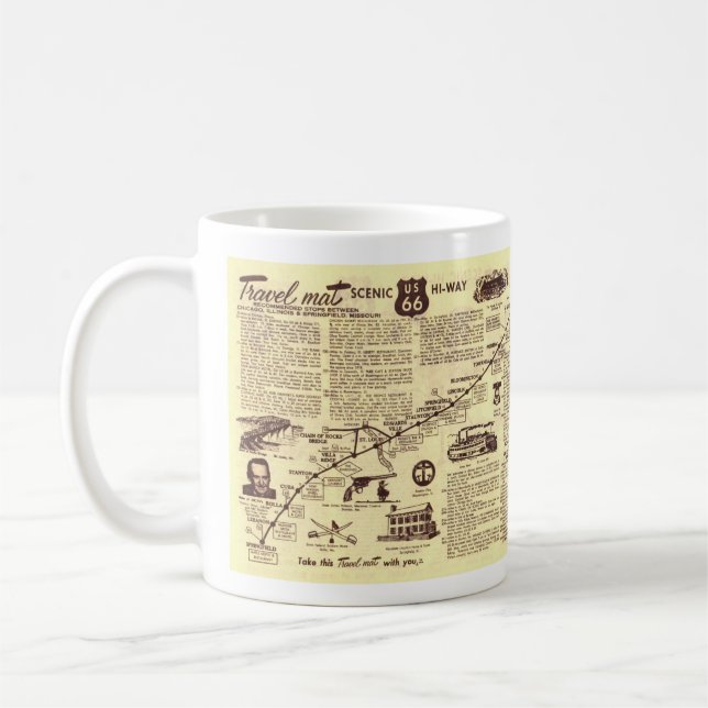 Rt 66 Chicago to Springfield Travelmat Coffee Mug (Left)