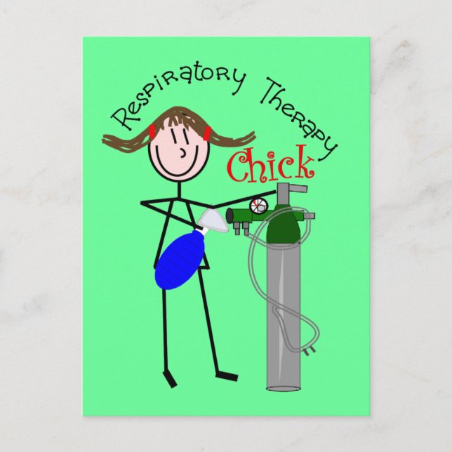 RT Chick O2 Tank and Ambu Bag Stick People Postcard (Front)