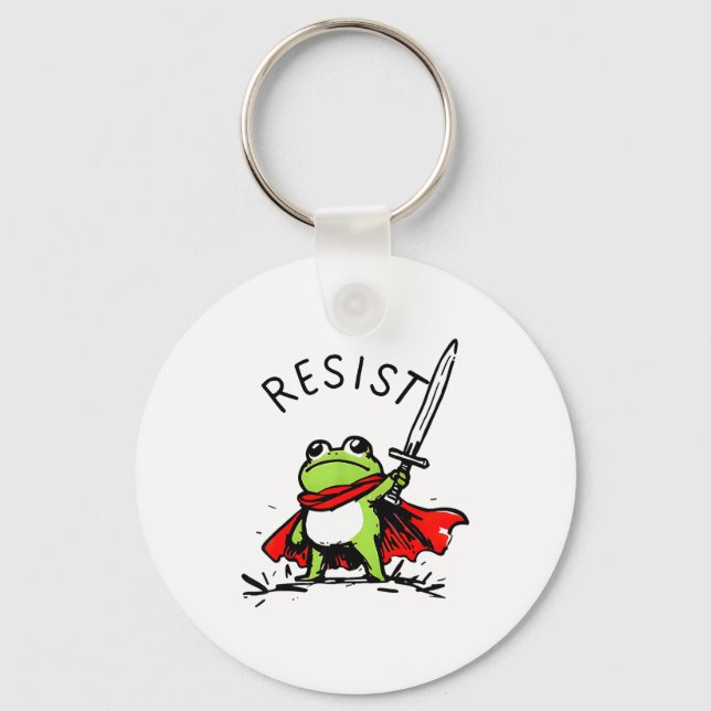 Rtland Frog Protest Resist Funny Frogs Activist  Key Ring (Front)