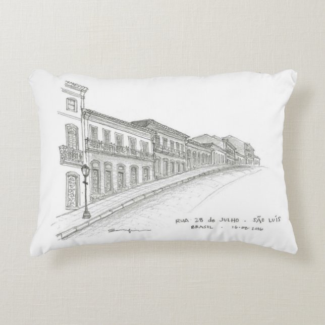 Rua 28 de Julho, São Luís, Brazil Decorative Cushion (Front)