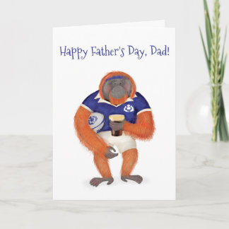 Ruaridh the rugby orangutan Father's Day card