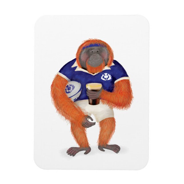 Ruaridh the rugby orangutan magnet (Vertical)