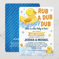 Rub a Dub Dub Rubber Duck Baby Shower Invitation