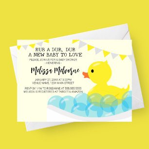 Rub A Dub Dub, Rubber Ducky Baby Shower Invitation
