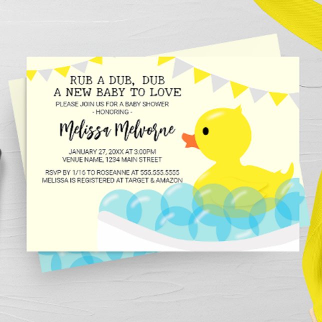 Rub A Dub Dub, Rubber Ducky Baby Shower Invitation (Creator Uploaded)