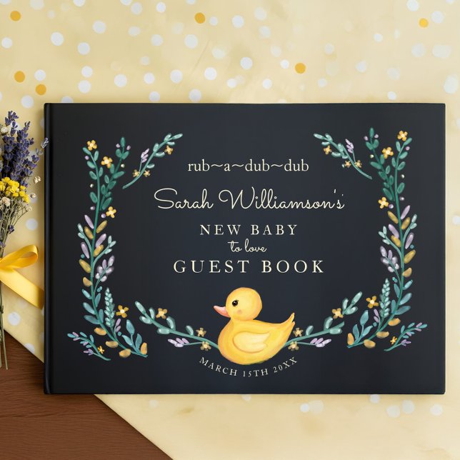Rub-A-Dub-Dub Yellow Rubber Ducky Floral Garden Guest Book (Rub-A-Dub-Dub Yellow Rubber Ducky Floral Garden Guest Book)