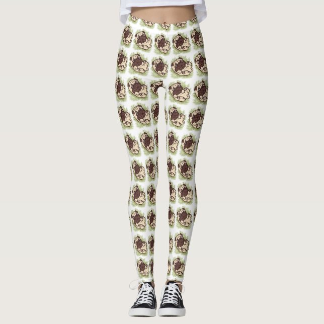 Rub My Belly Pug Leggings (Front)