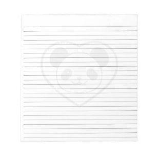 Rubber Baby Panda Bear And Heart Lined Notepad