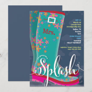 Rubber Boot Splash Bridal Shower Invitation