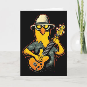 Rubber Chicken Playing B Guitar Bist Electric  Card