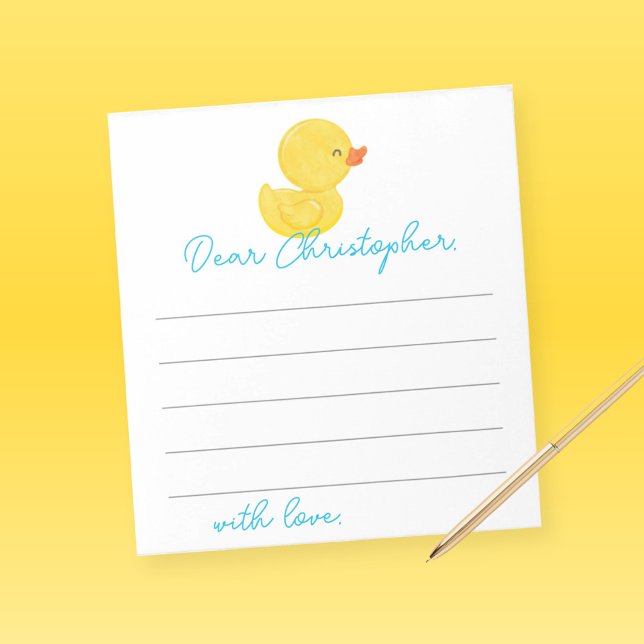 Rubber Duck 1st Birthday Time Capsule Note Sheets (Watercolor Rubber Duck Time Capsule 1st Birthday or Wishes for Baby Note Sheets for Guests)