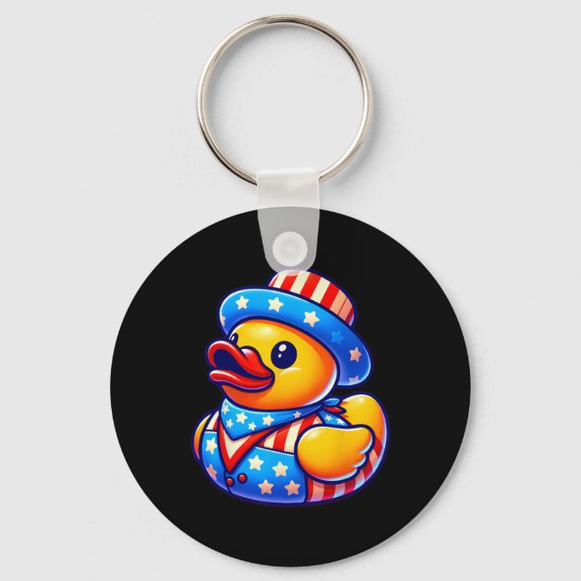 Rubber Duck 4th Of July Independence Day Men Women Key Ring (Front)
