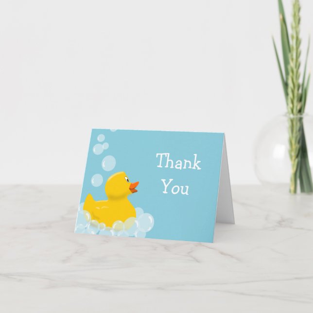 Rubber Duck and Bubbles Baby Shower Thank You Card (Front)
