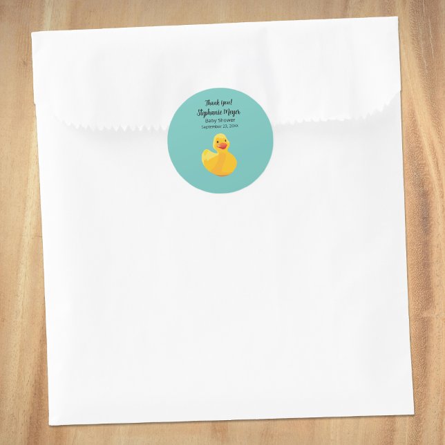 Rubber Duck Baby Shower Classic Round Sticker (Creator Uploaded)
