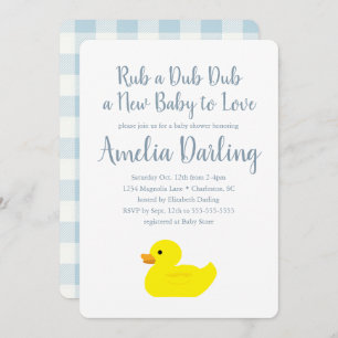 Rubber Duck Baby Shower Gingham Check Invitation