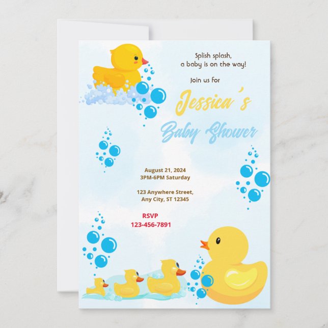 Rubber Duck Baby Shower Invitation (Front)