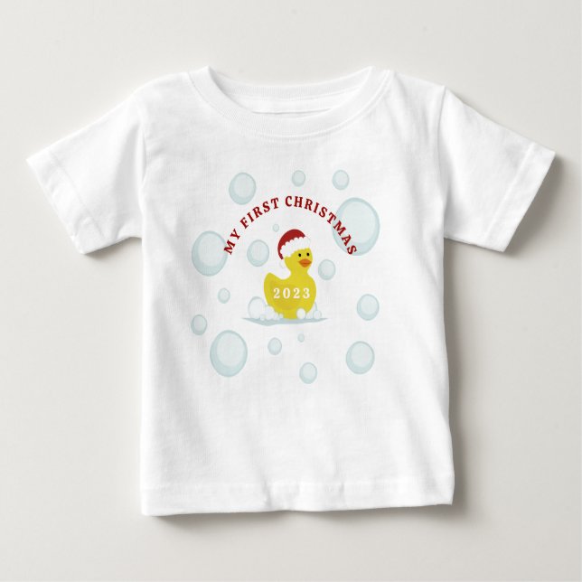 Rubber Duck Baby's First Christmas Baby T-Shirt (Front)