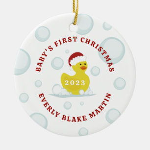 Rubber Duck Baby's First Christmas Bubbles Ceramic Tree Decoration