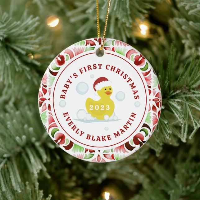 Rubber Duck Baby's First Christmas Ceramic Tree Decoration (Tree)
