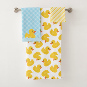 Rubber Duck Bath Towel Set   Blue and Yellow Ducky