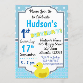 Rubber Duck Birthday Invitation