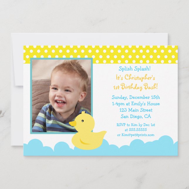Rubber Duck Birthday Invitations (Front)