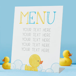 Rubber Duck Birthday or Baby Shower Menu Party Pedestal Sign