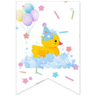 Rubber Duck Birthday with Bubbles and Confetti  Bunting