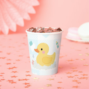 Rubber Duck Blue Hearts Baby Shower Paper Cups