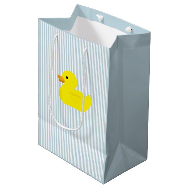 Rubber Duck Blue Stripe Medium Gift Bag (Front Angled)