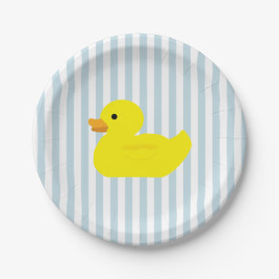 Rubber Duck Blue Stripe Paper Plate