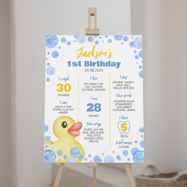 Rubber Duck Boy 1st Birthday Milestone Sign (Creator Uploaded)