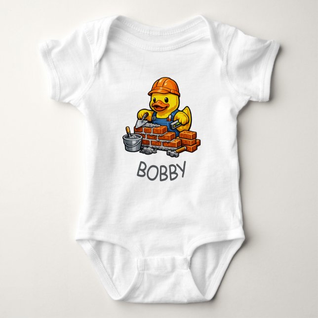 Rubber Duck Bricklayer Baby Bodysuit (Front)