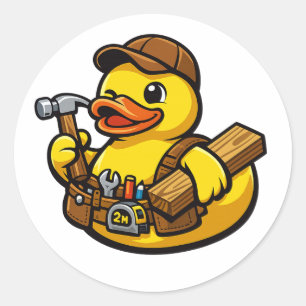 Rubber Duck Carpenter Classic Round Sticker