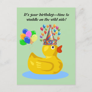 Rubber Duck cheerful Fun and Quirky birthday Postcard