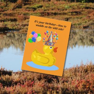 Rubber Duck cheerful  Fun and Quirky birthday Postcard