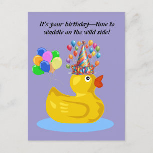 Rubber Duck cheerful Fun and Quirky birthday Postcard