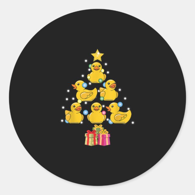 Rubber Duck Christmas Tree Duckie Quack Christmas Classic Round Sticker (Front)