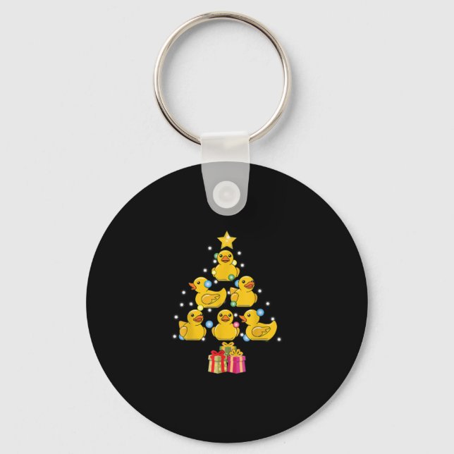Rubber Duck Christmas Tree Duckie Quack Christmas Key Ring (Front)