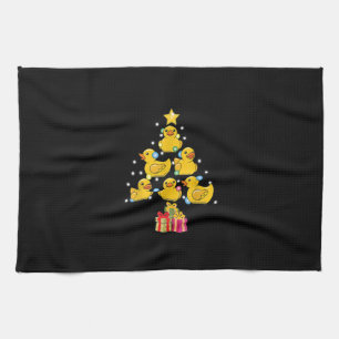 Rubber Duck Christmas Tree Duckie Quack Christmas Tea Towel