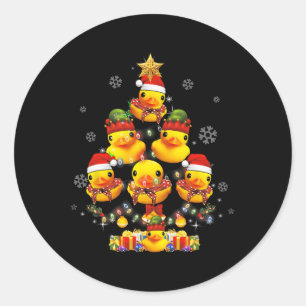 Rubber Duck Christmas Tree Xmas Light Surrounded D Classic Round Sticker