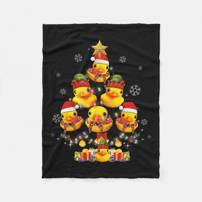 Rubber Duck Christmas Tree Xmas Light Surrounded D Fleece Blanket (Front)