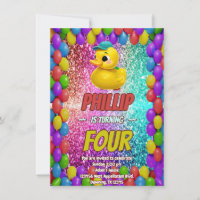Rubber Duck custom character birthday invite