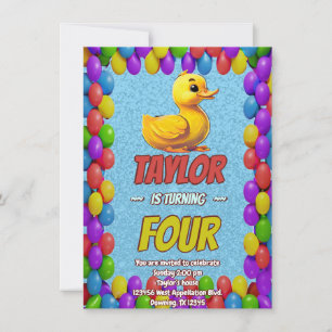Rubber Duck Cute Personalised Birthday Invite Kids