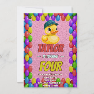 Rubber Duck Cute Personalised Birthday Invite Kids