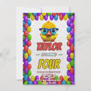 Rubber Duck Cute Personalised Birthday Invite Kids