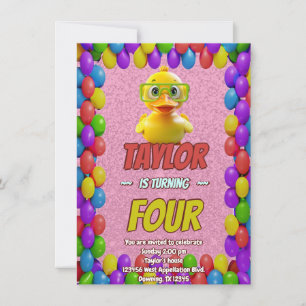 Rubber Duck Cute Personalised Birthday Invite Kids