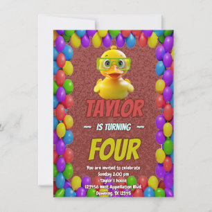 Rubber Duck Cute Personalised Birthday Invite Kids
